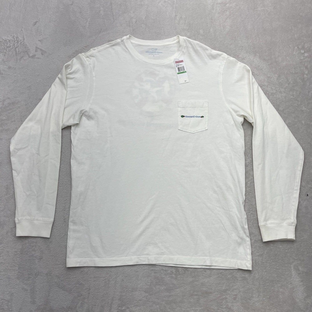 Vineyard Vines Shirt Mens Large White Marlin Wreath Logo Long Sleeve Outdoor